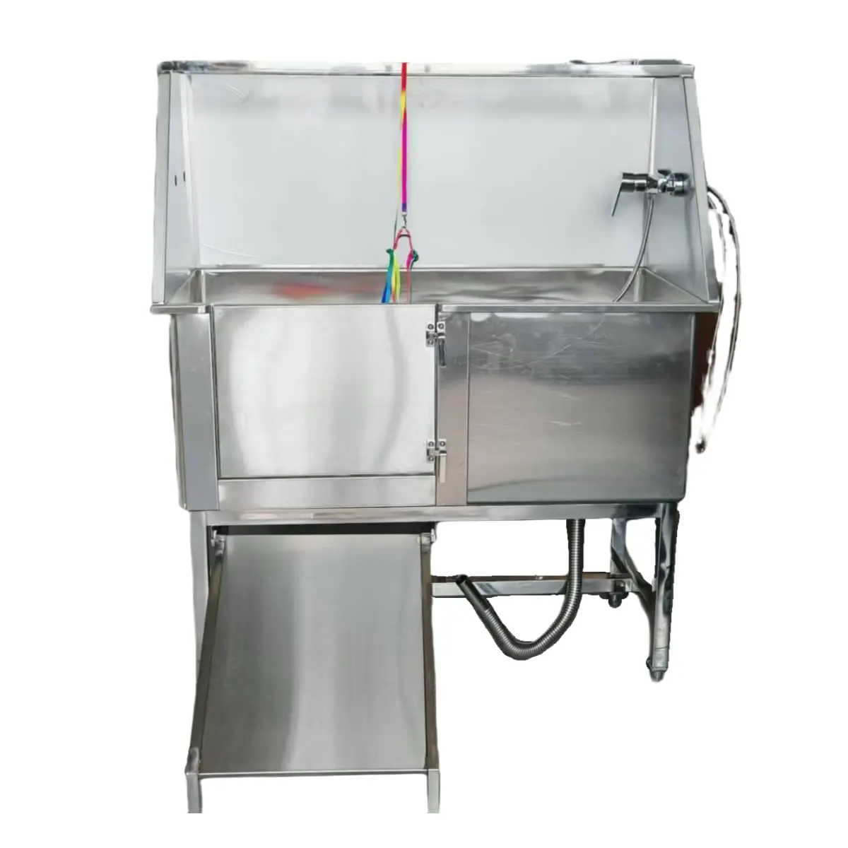 GARVEE Stainless Steel Dog Washing Station 34" Pet Grooming Tub with Easy Access Storage Steps, Faucet, Shower Head, Soap Holder - Left Door Design for Large, Medium Pets, Clean