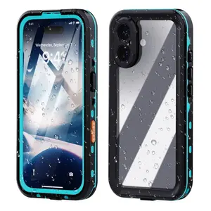 Compatible with iPhone 17, 16, 15, 14, 13, 12, 11 Pro Max Plus, XR, XS, X, IP68 Clear Waterproof Dustproof Shockproof Diving Protective Phone Case HNZ0146