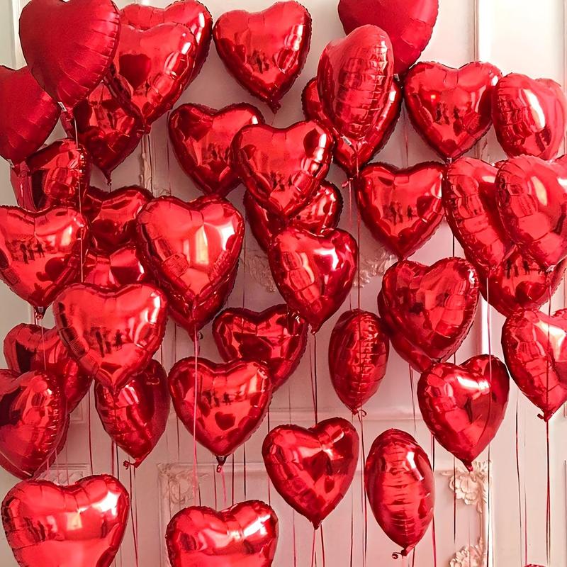 Heart Shaped Foil Balloon, 25/50pcs Romantic Balloon for Birthday Wedding Anniversary Proposal Engagement Decor, Party Decor Supplies