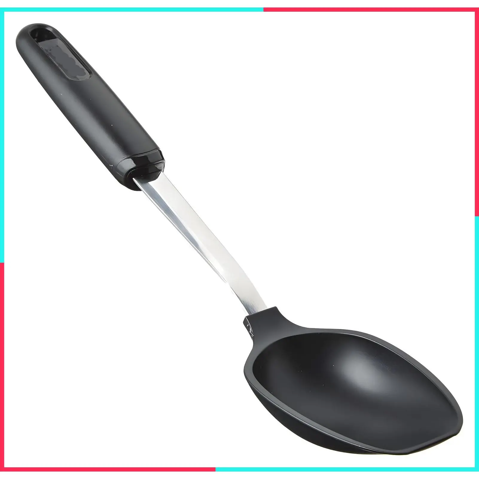 Everyday 13-Inch Flat Edge Basting Spoon – Heat Resistant Nylon Head Safe to 400°F with Stainless Steel Connection – Safe for Nonstick Ceramic Cookware, Durable Kitchen Spoon