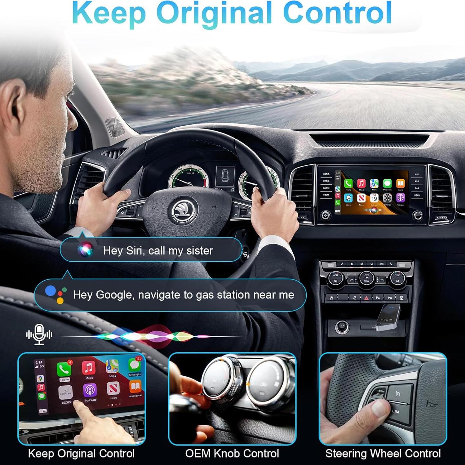 Wireless Car Screen Adapter, 1 Count Plug & Play Car Screen Adapter, Compatible with iPhone & Android