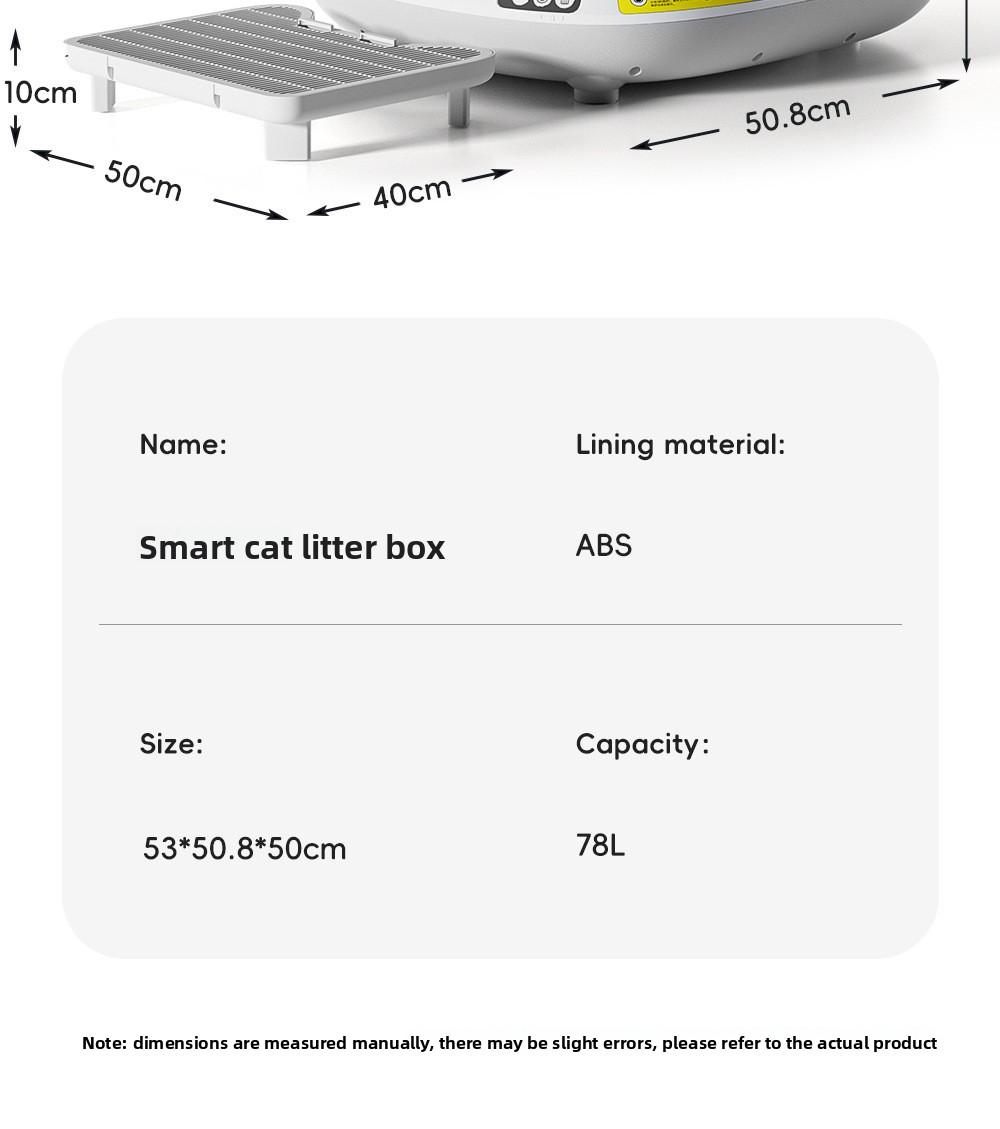 Smart app-controlled cat litter box, fully automatic, extra-large, anti-splash, enclosed cat toilet
