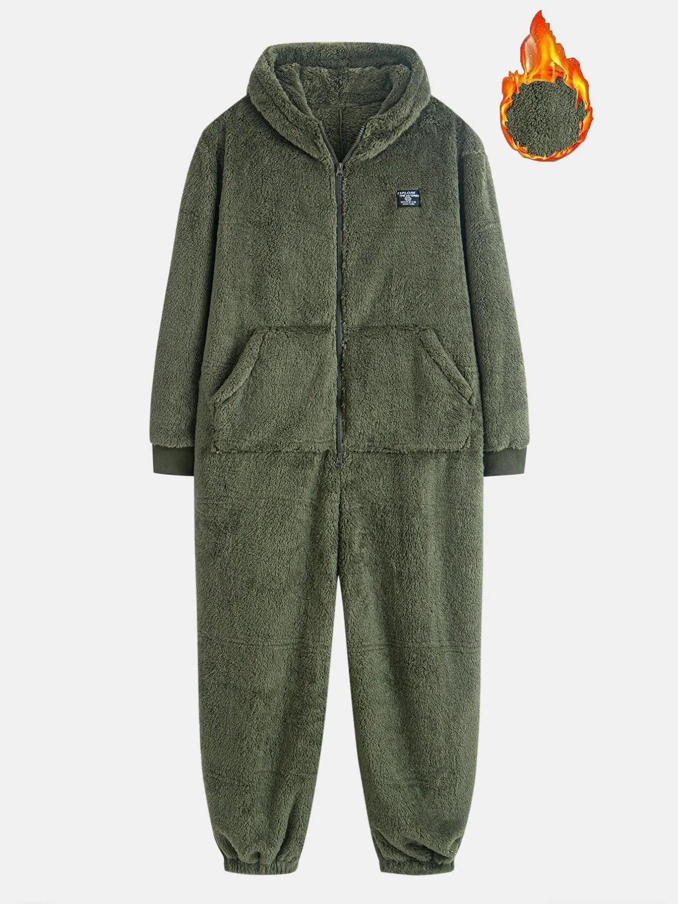 Men's Fleece Hooded Sweatshirt Romper, Warm Outdoor & Home Wear, Comfortable Fit, Dual Zip Design, Ideal for Sports & Leisure