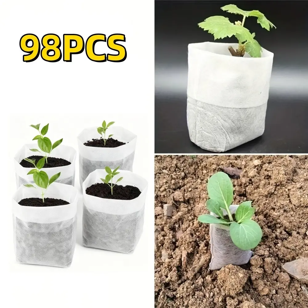 98 Practical Planting Seedling Bags, Non-Woven Fabric Pots for Home Gardens, Soil Transplant Bags, Ideal for Gardening Supplies