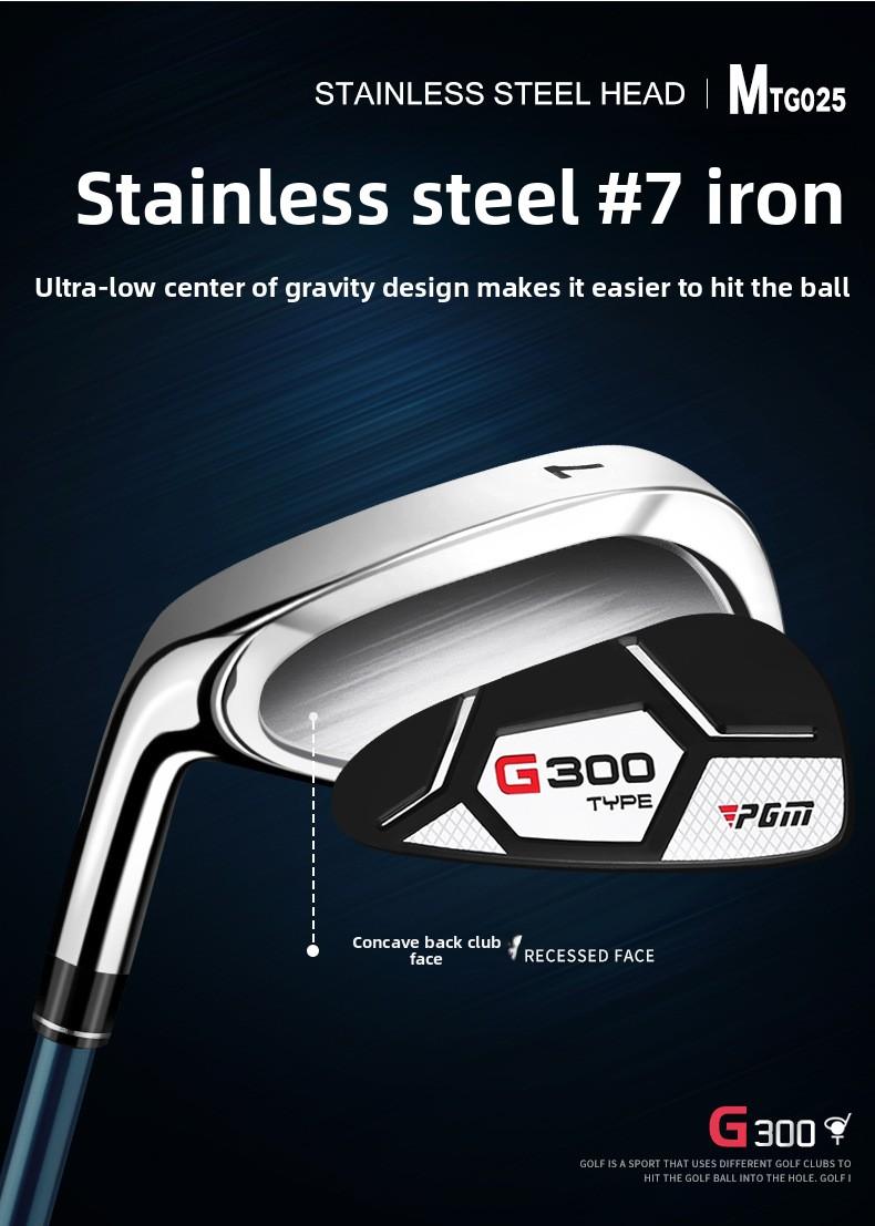 PGM Golf Club – Men's Left-Handed 7-Iron: Stainless Steel Head, Beginner Practice Club