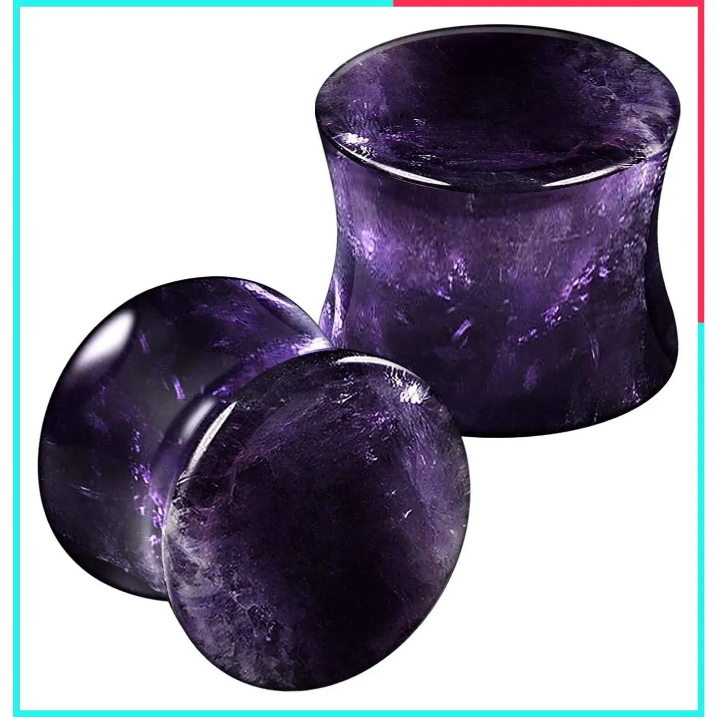 Organic Amethyst Double Flared Saddle Ear Plug Gauges Stretcher Lobe Piercing Jewelry - Choose Size