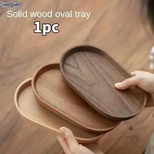 Japanese Style Wooden Serving Tray for Food, Coffee and Tea, Minimalist Wood Display Plate for Kitchen Counter, Dining Table and Home Decor, Lightweight Space-Saving Tray for Snacks, Dessert and Serving