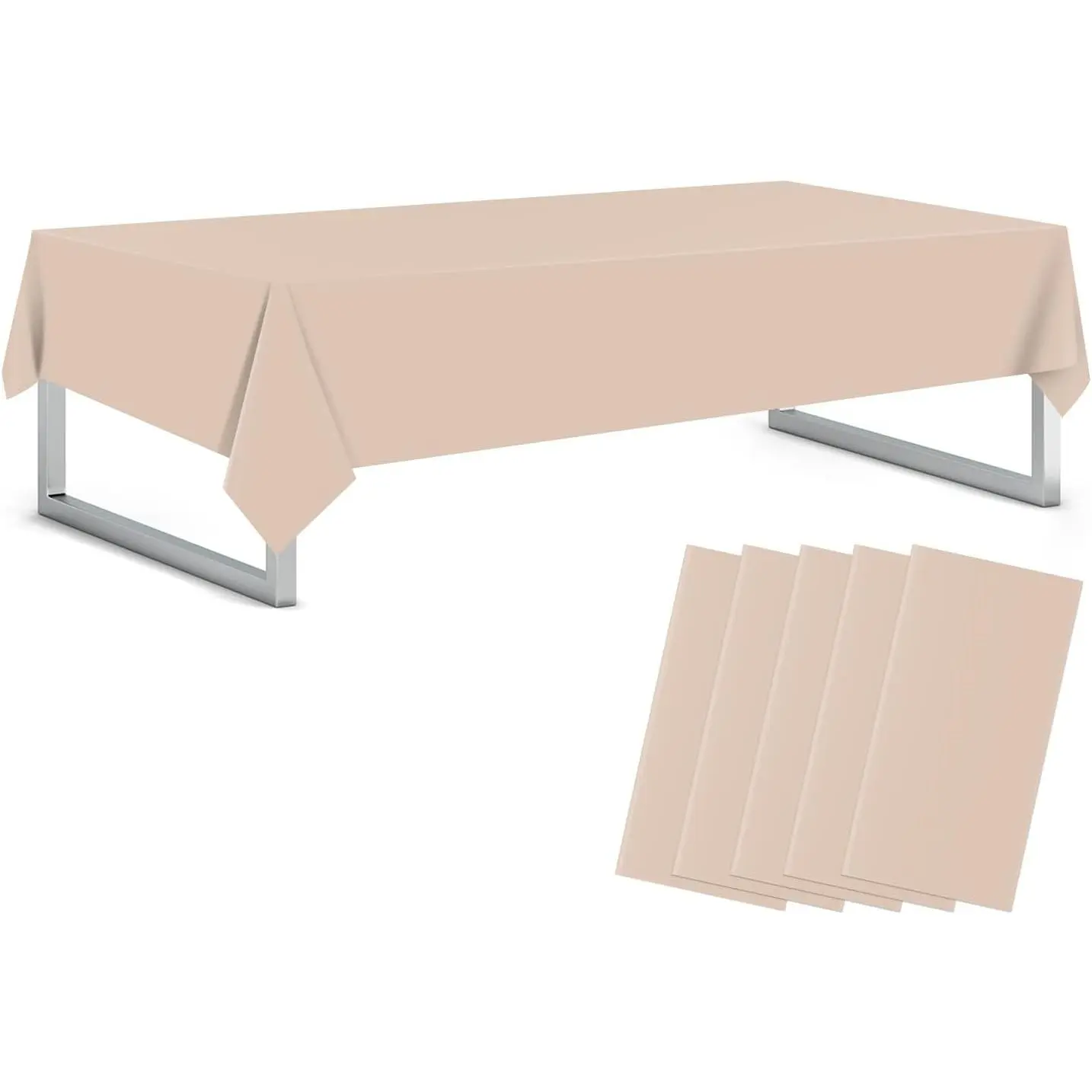 Disposable Plastic Table Cover 5-Pack (54x108 in) - Waterproof, Easy Cleanup Rectangle Table Cloth for Pet Supplies, Party, Thanksgiving, 54 X 108 Inch