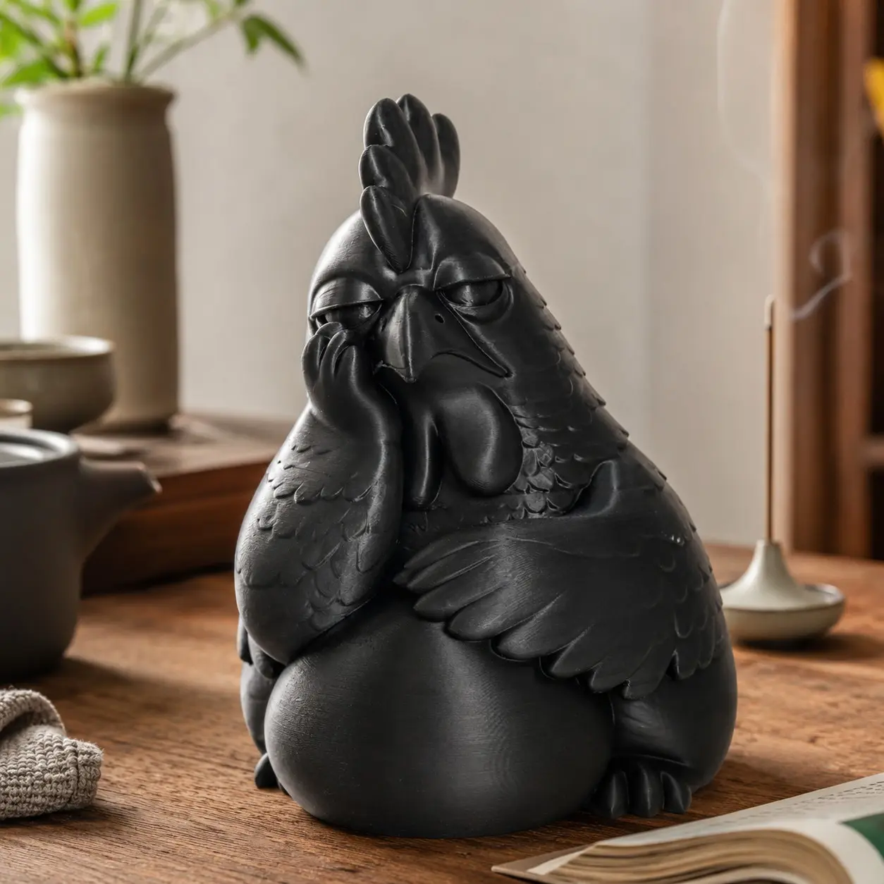 Funny Fat Rooster Statue Home Decor, Decor Figurine, Farm Animal Sculpture for Kitchen, Living Room, Office, Coffee Shop, Perfect for Holidays and Gifts
