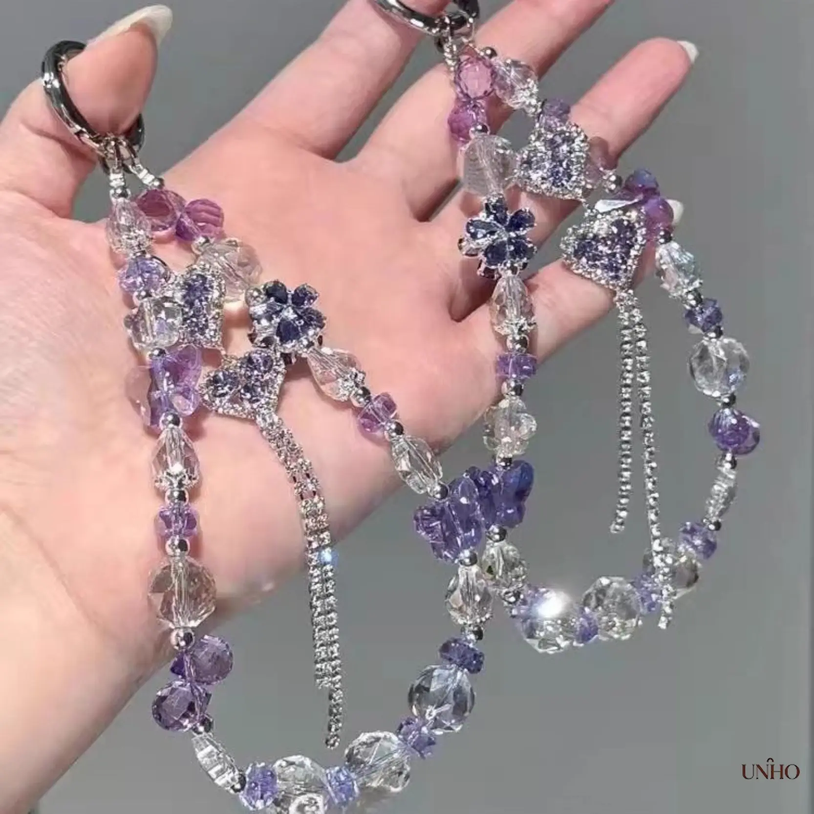 Sparkling Purple Heart Tassel Phone Charm, Unique Premium Texture Multi-Use Hanging Accessory For Handbags, CCD Cameras And Daily Girly Outfits