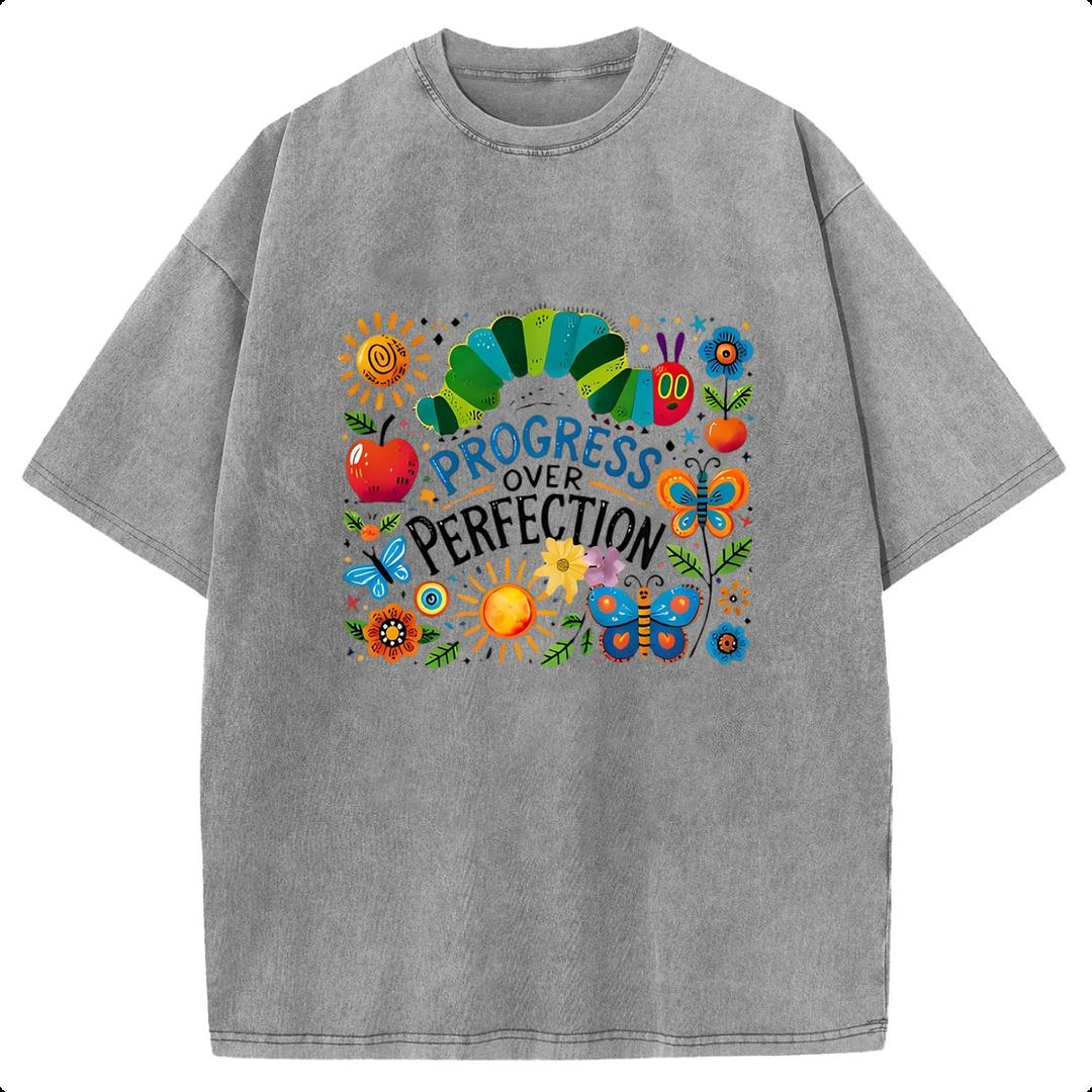 Cotton Crewneck Oversized The caterpillar Printed Acid Wash T-Shirt Retro Acid Wash Graphic Printed Unisex Fashion Tees Deals For You Days Summer Deals For You Days