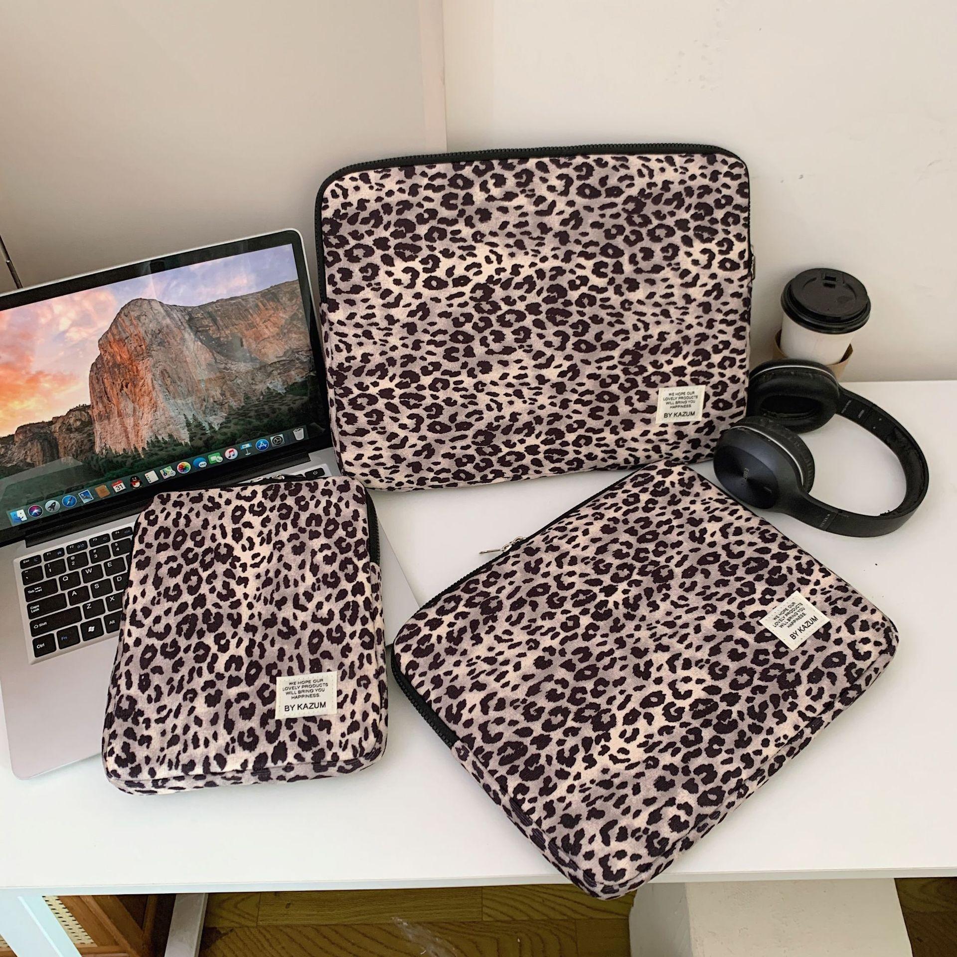 Leopard Print Laptop Sleeve For Ipad Air6 Pro11 Macbook Air13.3 13.6 Pro14 15 Dell Huawei Samsung 15.6 16 Inch Shockproof Bag