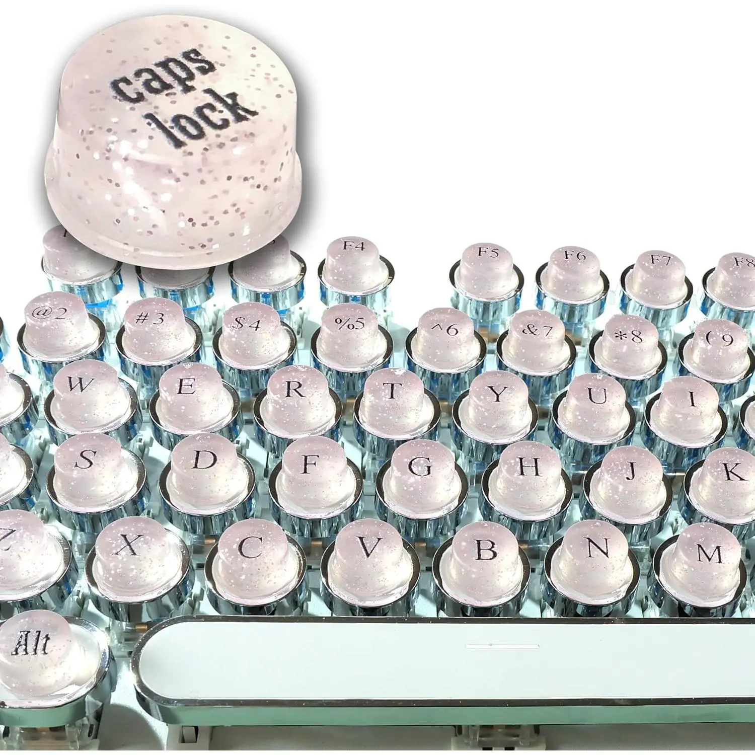 128 Pcs Keyboard Keys Gap Expander for Long Nails Typing and Gaming,​​Full Self-Adhesive Symbolic and Alphanumeric Silicone Keys for Keyboards and Laptops (Cylinder-Pink)