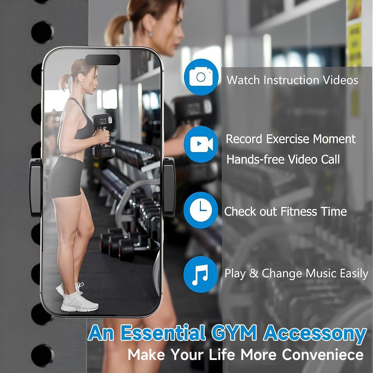 Gym Magnetic Phone Holder- 360 Adjustable Magnetic Phone Mount,Portable  Phone Holder Gym Accessories for Men Women Compatible with All Smartphones 4.7-7'' Smartphones