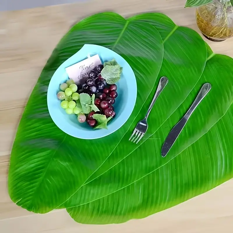11pcs Hawaii Party Decor, Decorative Realistic Plants, Banana Leaf Props, Wedding Photography, Beach Party Decor, Home Decoration Items