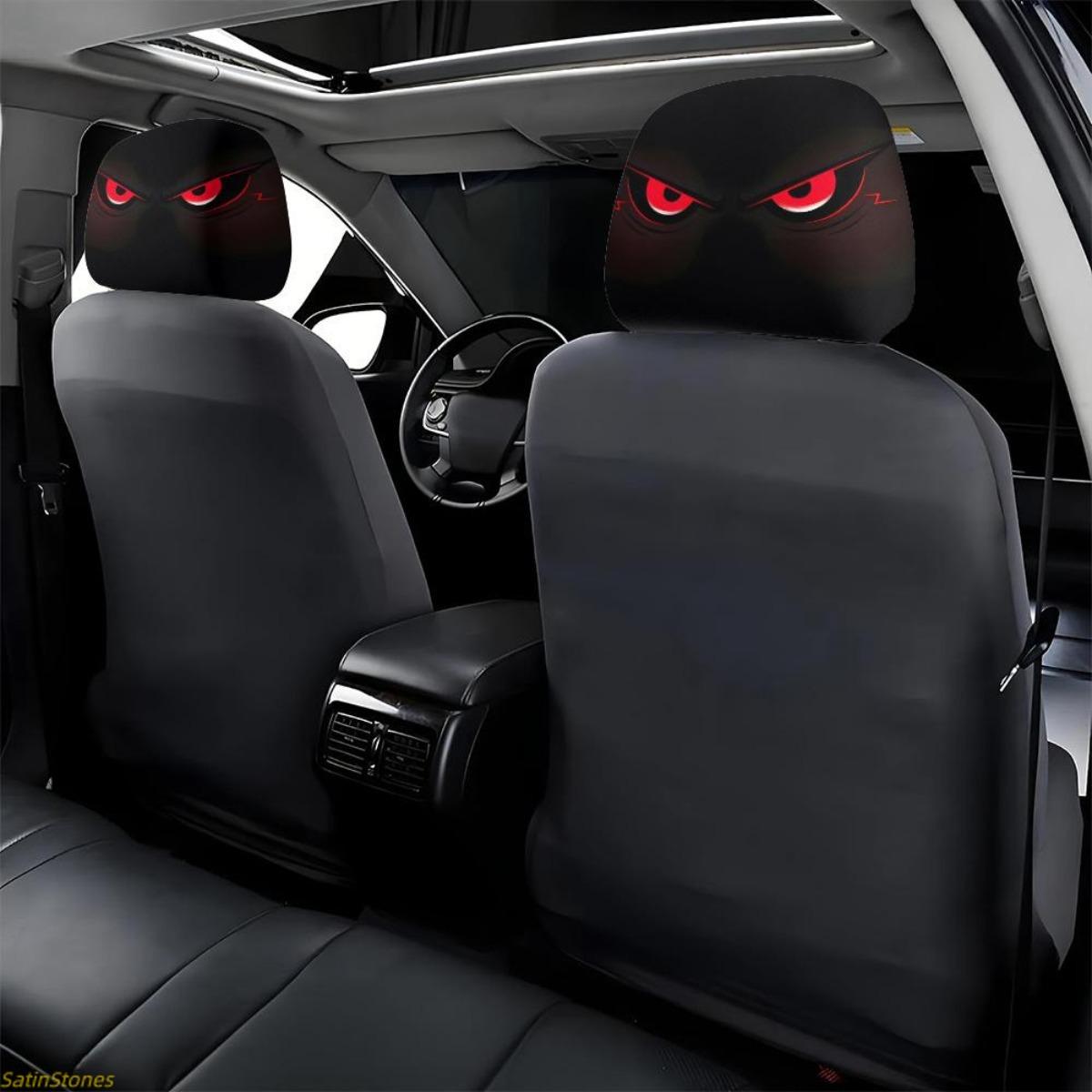 2 Pack Deep Angry Eyes Car Headrest Covers, Car Seat Protectors, Car Seat Decor, Universal Seat Protectors, Dust Resistant, No Filling, Long Driving Neck Relief, Father's Day Gift