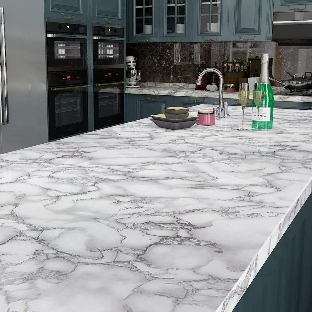 Marble Wallpaper Peel and Stick Countertops for Kitchen Vinyl Wrap Countertop Contact Paper for Bathroom Removable Counter Top Covers Desk Dresser Cover Table Sheets 15.8x78.8