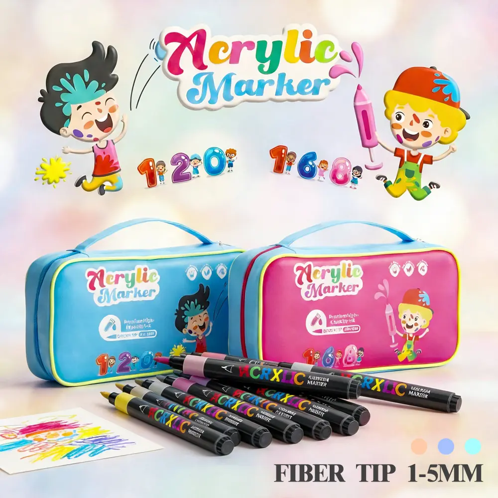 Acrylic Paint Marker Set 120/168 Colors, Layerable Art Markers for Students, Ideal for Various Materials, Creative Art Supplies