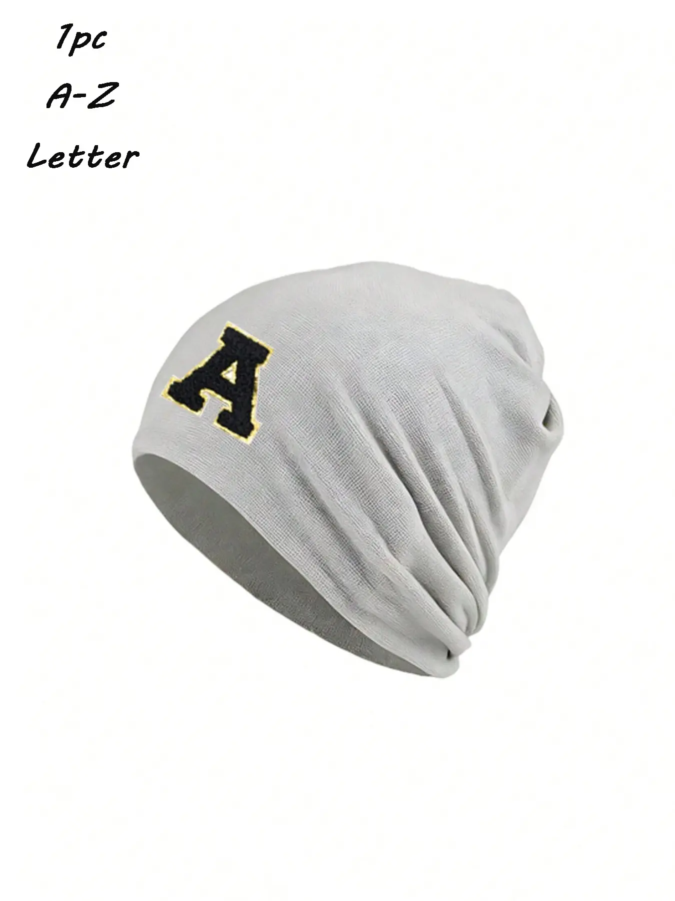 1PC Custom Initial Ponytail Beanie, Relaxed Slouch Knit Hat, Soft‑Touch Warm Beanie, Unisex, Casual Gatherings, Short Winter Trip, Personalized Trendy Gift