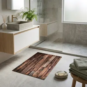 Simulated Wood Grain Diatomaceous Earth Absorbent Kitchen Rug, Non-Slip Floor Protector for Kitchen, Bathroom, Bedroom, Corridor, Entrance