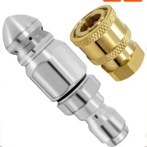 High-Pressure Quick Connect Water Mouse Adapter, Stainless Steel Male Female Plug, G1/4 Thread, Pipe Cleaning Tool, Drain Unclogger
