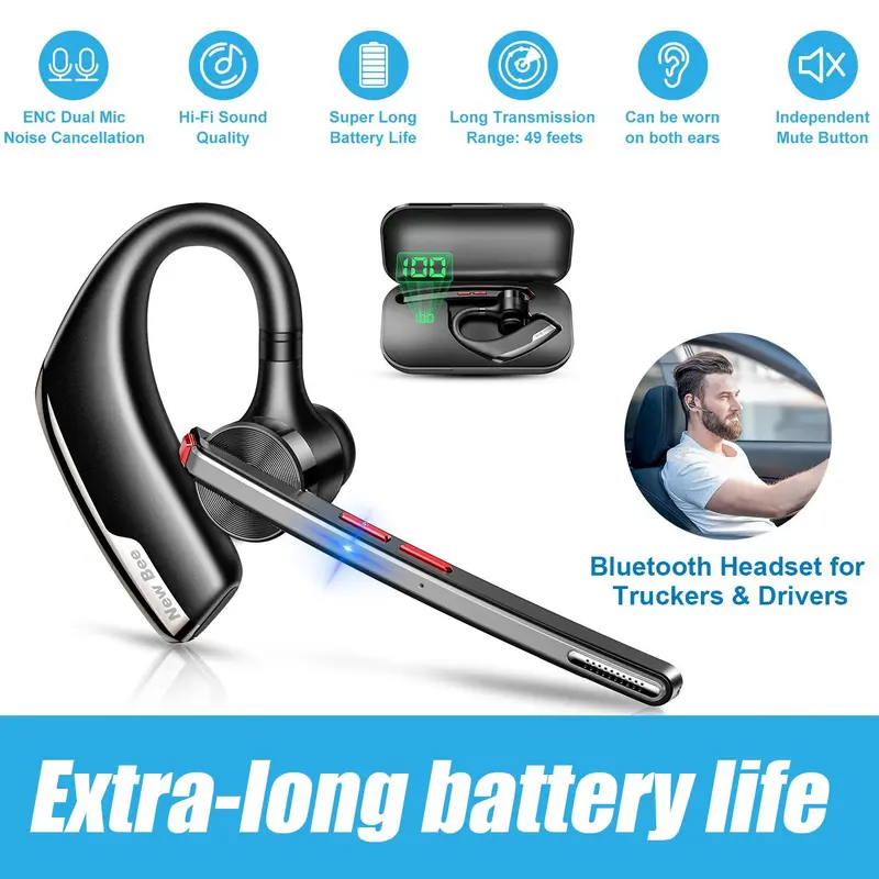 thumbnail image 2 of Bluetooth 5.2 Wireless Earbuds – Noise Cancelling, Ear-Hook, 8hr Talk Time, M13 2 of 4
