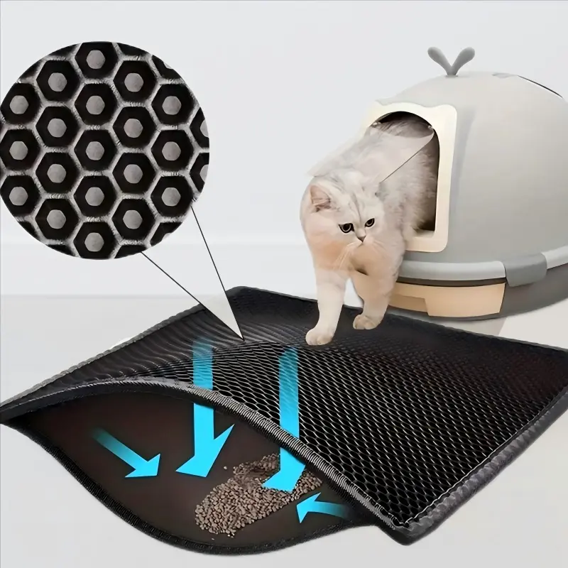 Easy Clean Cat Litter Mat, Double Layer Anti-Splash Floor Mat, Anti-Slip Pet Mat for Cats & Dogs