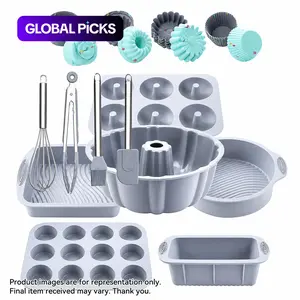 Silicone Baking Set, 34pcs Non-Stick Silicone Baking Tool Set Including Baking Pan, Cake Pan, Donut Pan, Muffin Pan, Beater, Brush and Clamps, Baking Supplies, Bakeware, Kitchenware for Home Kitchen