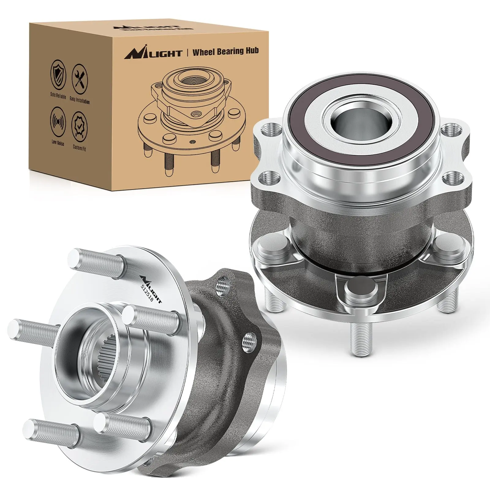 Nilight Rear Wheel Bearing and Hub Assembly for Subaru Forester 2014 2015 2016 2017 2018, Impreza 2012-2019 2020-2021, Crosstrek 2016-2021, XV Crosstrek 2013-2015 with 5-Lug, OEM 512518