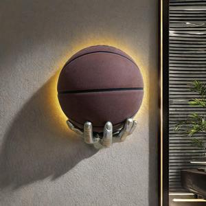 creative wall mounted basketball holder, 1 count resin hand shaped basketball display rack, floating display shelf, basketball storage rack, home decor supplies, rack only, interior, room decor
