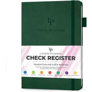 Legend Planner Check Register Book – Accounting Ledger Book for Small Business & Personal Use – Checkbook Register to Track Financial Transactions – Hardcover, 7x10″, 6300 Entries (Dark Green)