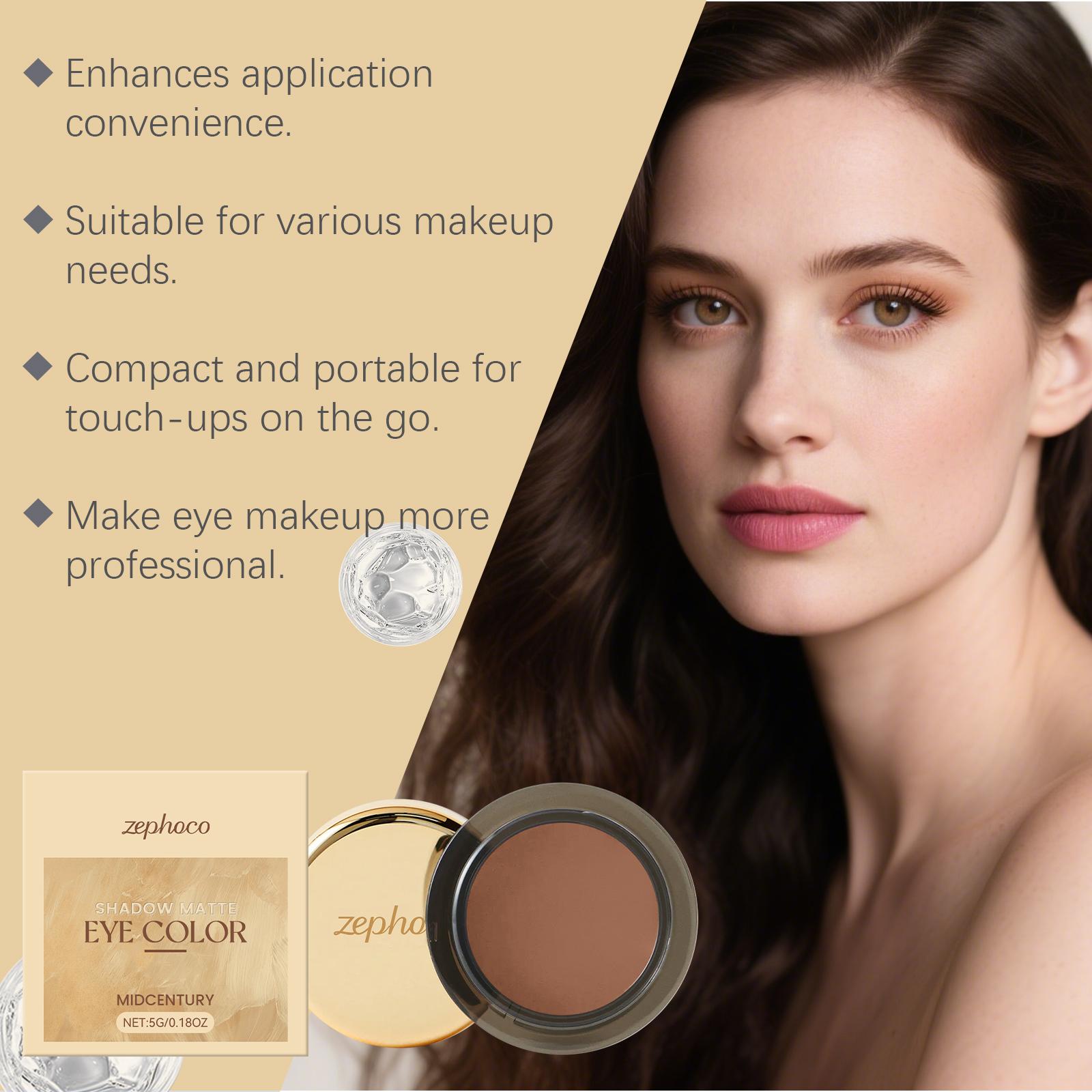 Matte Single-Color Eyeshadow (Midcentury), Natural Color Display, Not Easy To Smudge, Portable For Touch-Up Eyeshadow