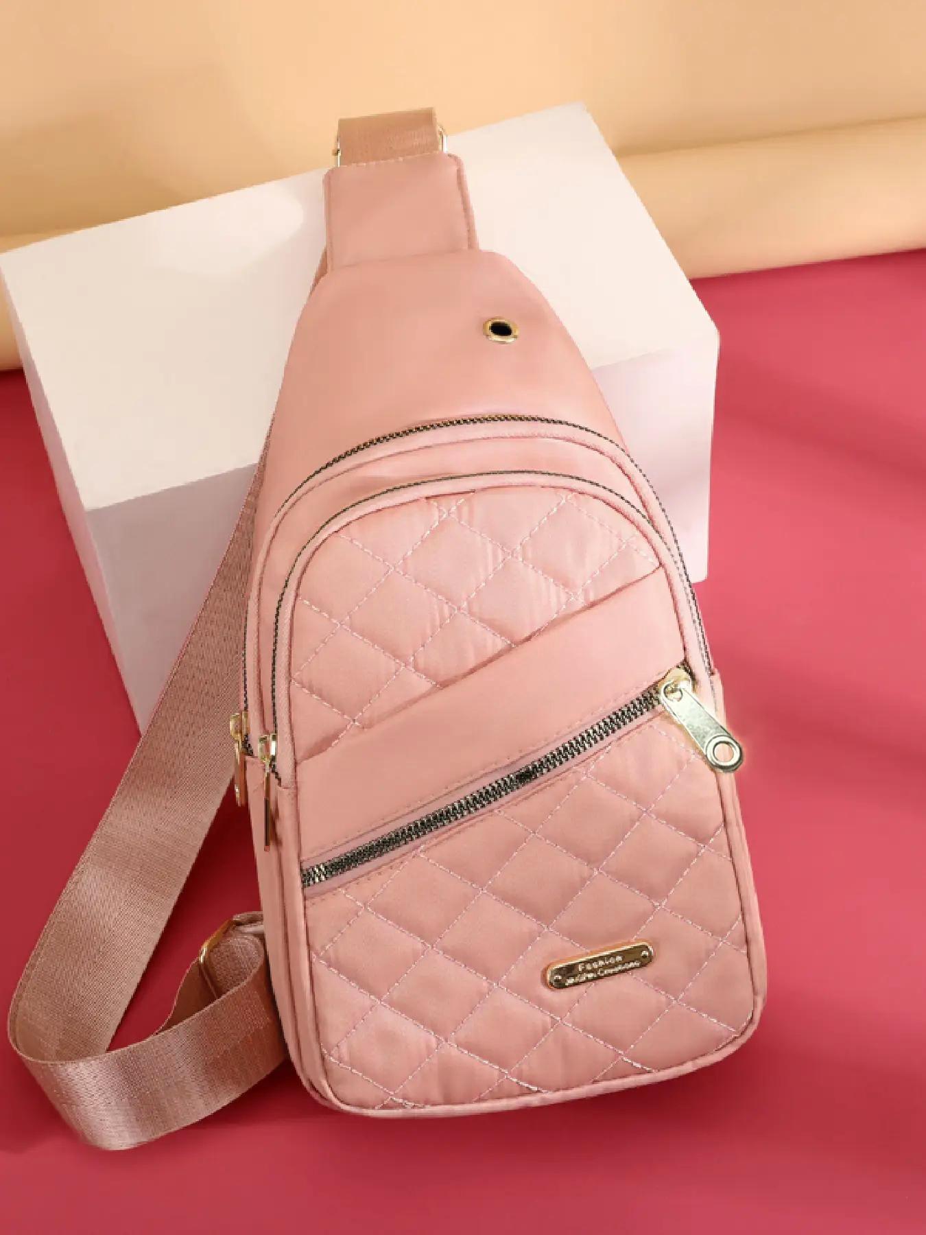 Summer Quilted Fanny Pack, New Summer Outfits 2024 All-match Large Capacity Crossbody Bag, Casual Solid Color Designer Chest Bag for Daily Use, Fashionable Crossbody Bag