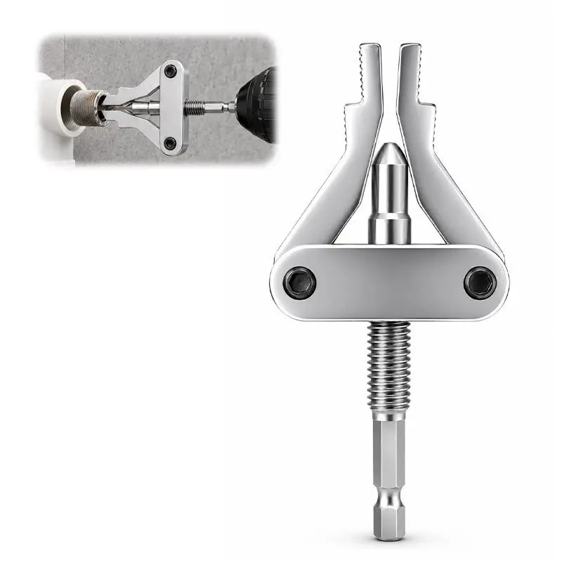 GJAHSH  Universal Broken Pipe Extractor for 1/2", 3/4", and 1" Pipes, Adjustable Jaw Design with Hex Shank for Power Drills and Manual Use, Damaged Screw and Faucet Remover