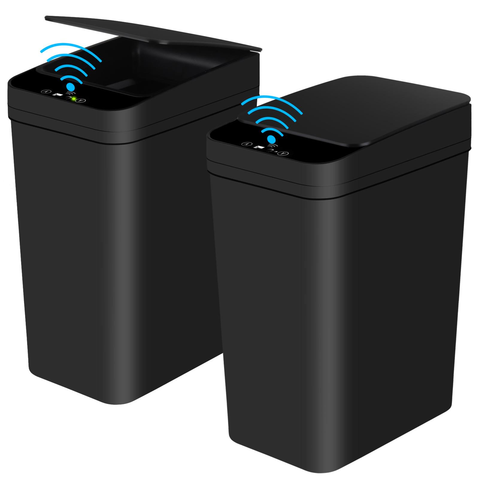 2 Pack 2.2 Gallon Bathroom Automatic Trash Can Touchless Smart Motion Sensor Garbage Can with Lids Small Narrow Electric Garbage Bin for Bedroom Living Room Office