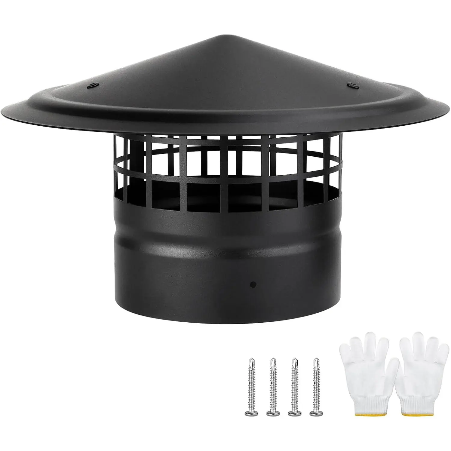 6 Inch Chimney Cap,Cone Top Chimney Cap with Screen,6 Inch Stove Pipe Cap,6 Inch Round Chimney Cap Roof Rain Wood Stove Pipe Cap for Fireplace Wood/Soil Stove-Galvanized Steel,Better Airflow Vent