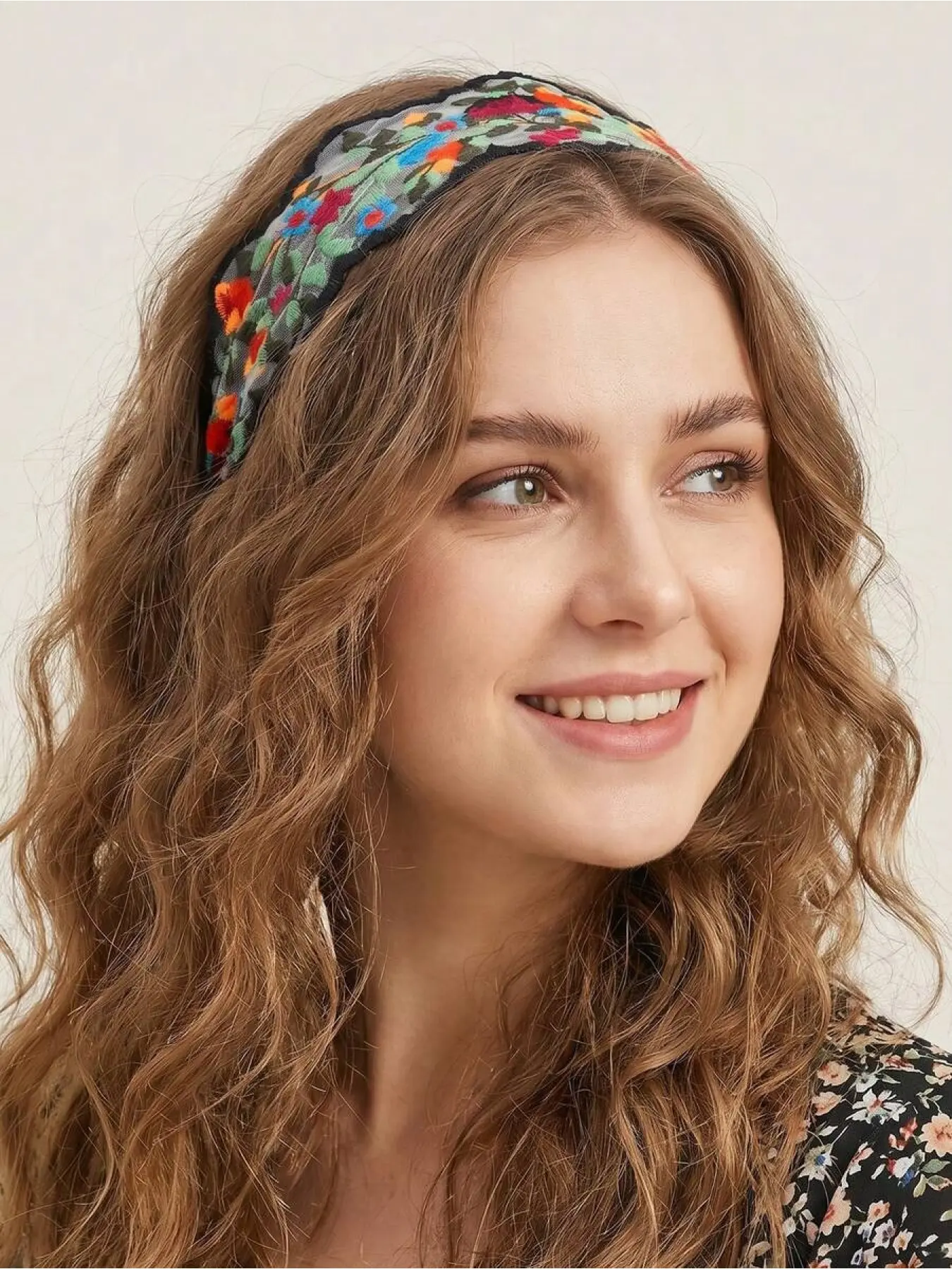 1pc/2pcs Women Elegant Delicate Sweet French Retro Bohemian Style Black White Lace Colorful Flower Leaf Embroidered Headband, Suitable For Daily, Beach, Party, Wedding Decoration,Festival,Birthday