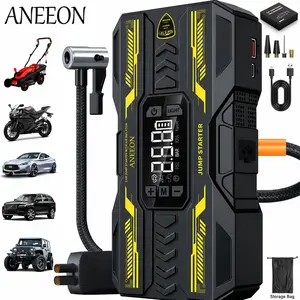 Portable Battery Repair Kit with 150psi Tire Inflation, Car Battery Jump Starter, USB Fast Charging, LED Light, Compass, 8000mah Battery, Emergency Rescue Tool Aid ANEEON