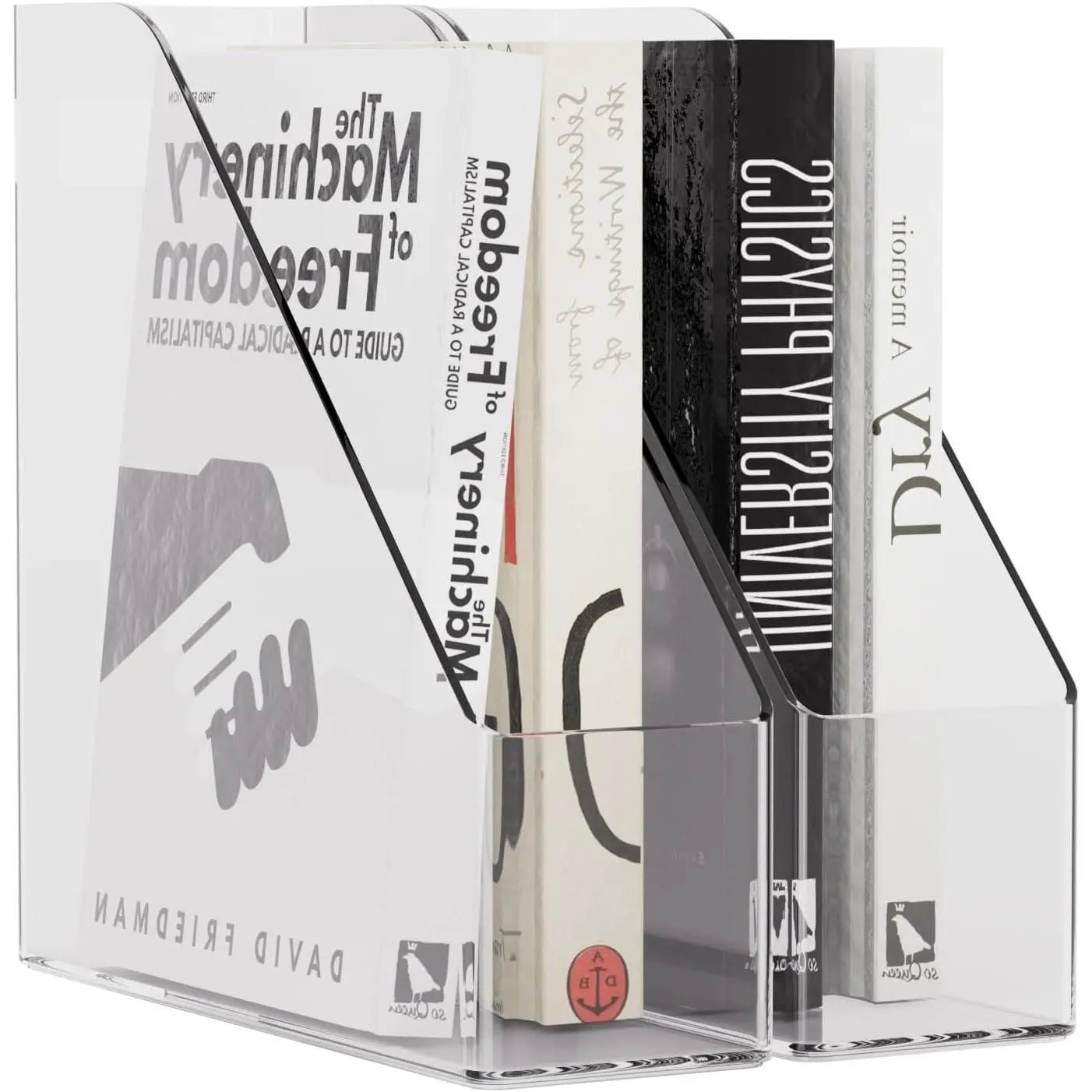 Clear Plastic Vertical Magazine Holder Organizer for Office Desk – 2 Pack Desktop File & Book Storage Shelf, 10.6 x 9.8 x 3.1 InchesGift
