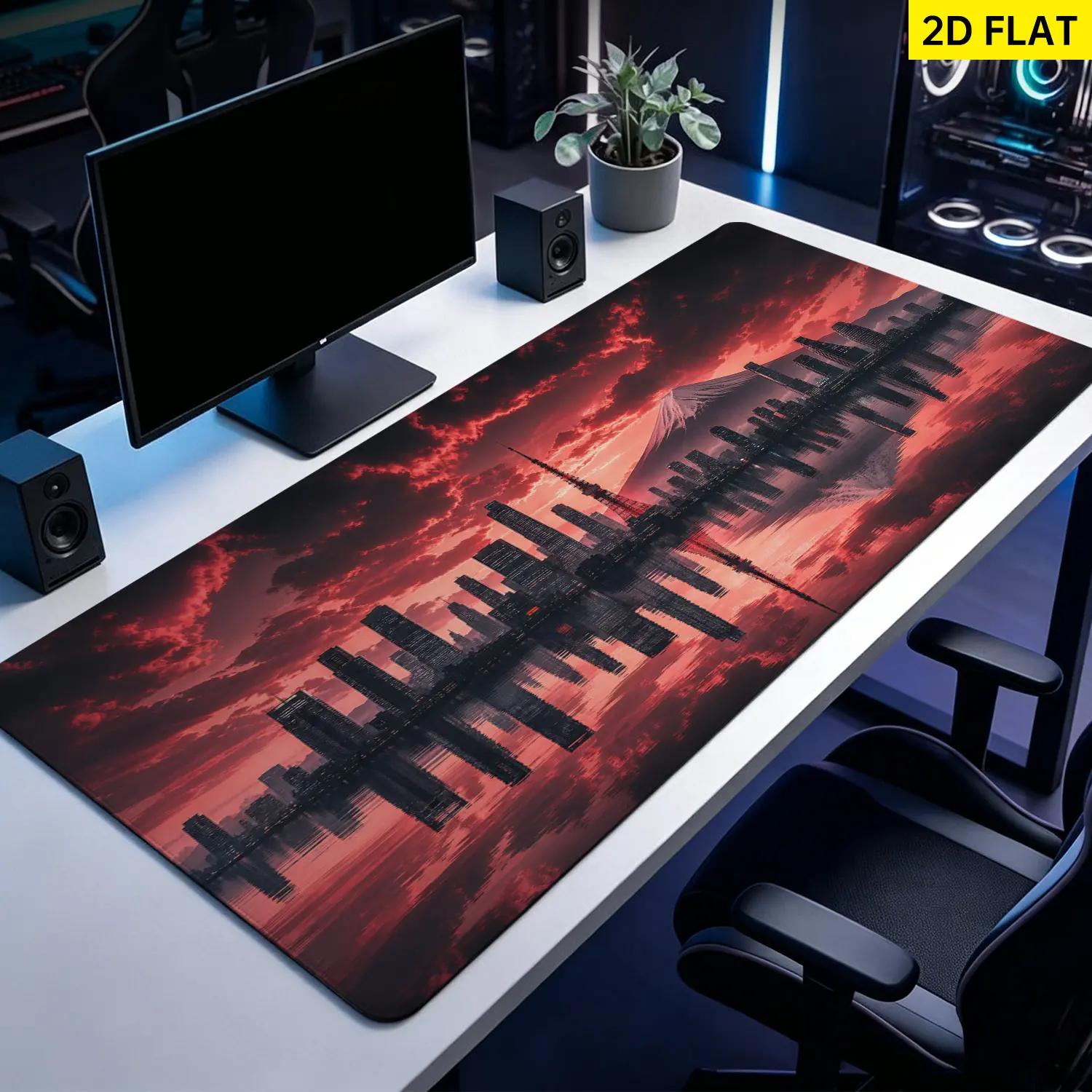 Extra Large red Tokyo city and Mount Fuji landscape Mouse Pad,Non Slip Rubber Pad,Desktop Decoration Drotection Pad,Washable,Lock Edge Multi Size,Premium Multipurpose Mousepad For Office,Gaming Desk,Gift for Family and Friends