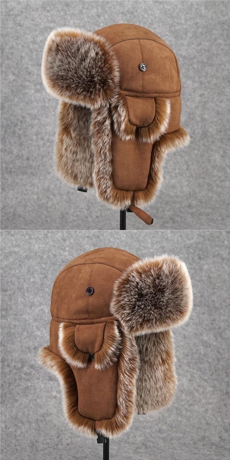 Men's Winter Ushanka Earflap Trooper Hat Aviator Windproof Hat Faux Fur Warm Hat Ski Beanies Cap Berets Skull caps