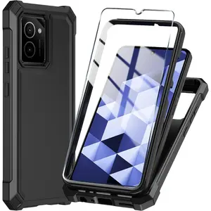 for HMD Vibe Phone Case with Tempered Glass Screen Protector,Slim Soft Silicone Full-Body Protective Cover (HMD Vibe,Black)