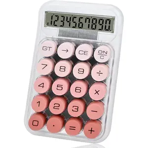 Unisex Mechanical Calculator - 10-Digit Desktop Model, Big Buttons, LCD Display, Battery-Powered, Cute Design, Ideal for Back to School Haul, Travel, Business Use