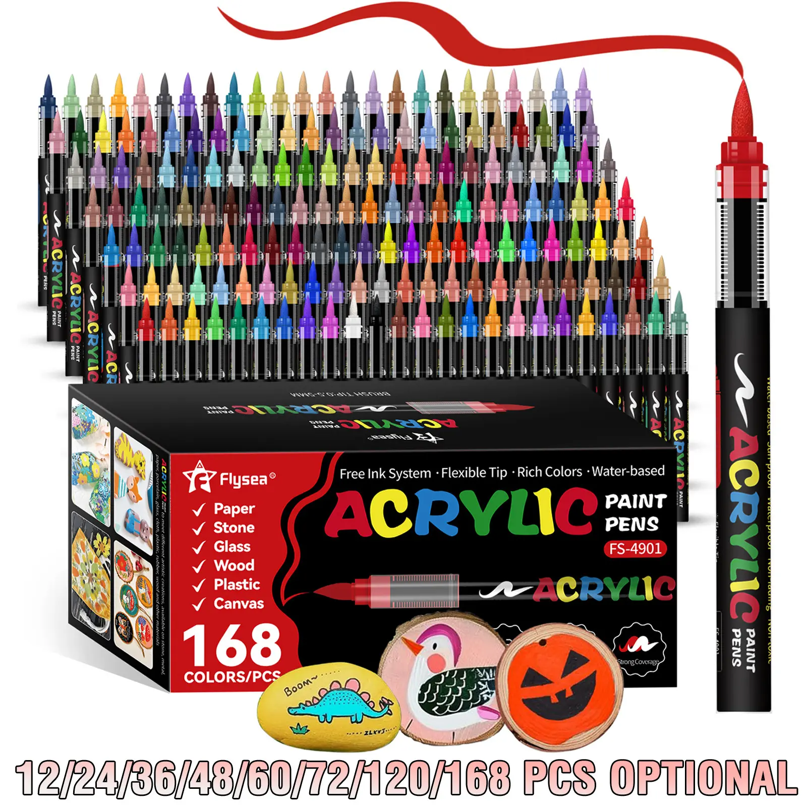 Acrylic Marker Pen Set 12-168 Colors, Soft Tip and Fine Point, Ideal for Painting, Sketching, Layering, Suitable for Various Materials, Drawing Pens