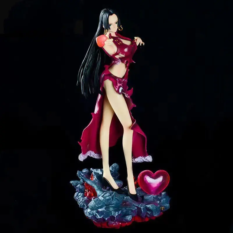 One Piece Boa Hancock Damaged Red Cheongsam Heart Scene Figure, 32cm Battle Damaged Qipao, Anime Collectible Statue, Novelty Collectables, Perfect Gift for Fans