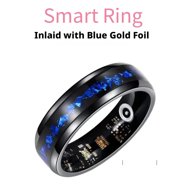 Gold Foil Inlaid Smart Ring, Heart Rate Blood Oxygen Sleep Health Tracker, Step Counter Fitness Activity Ring