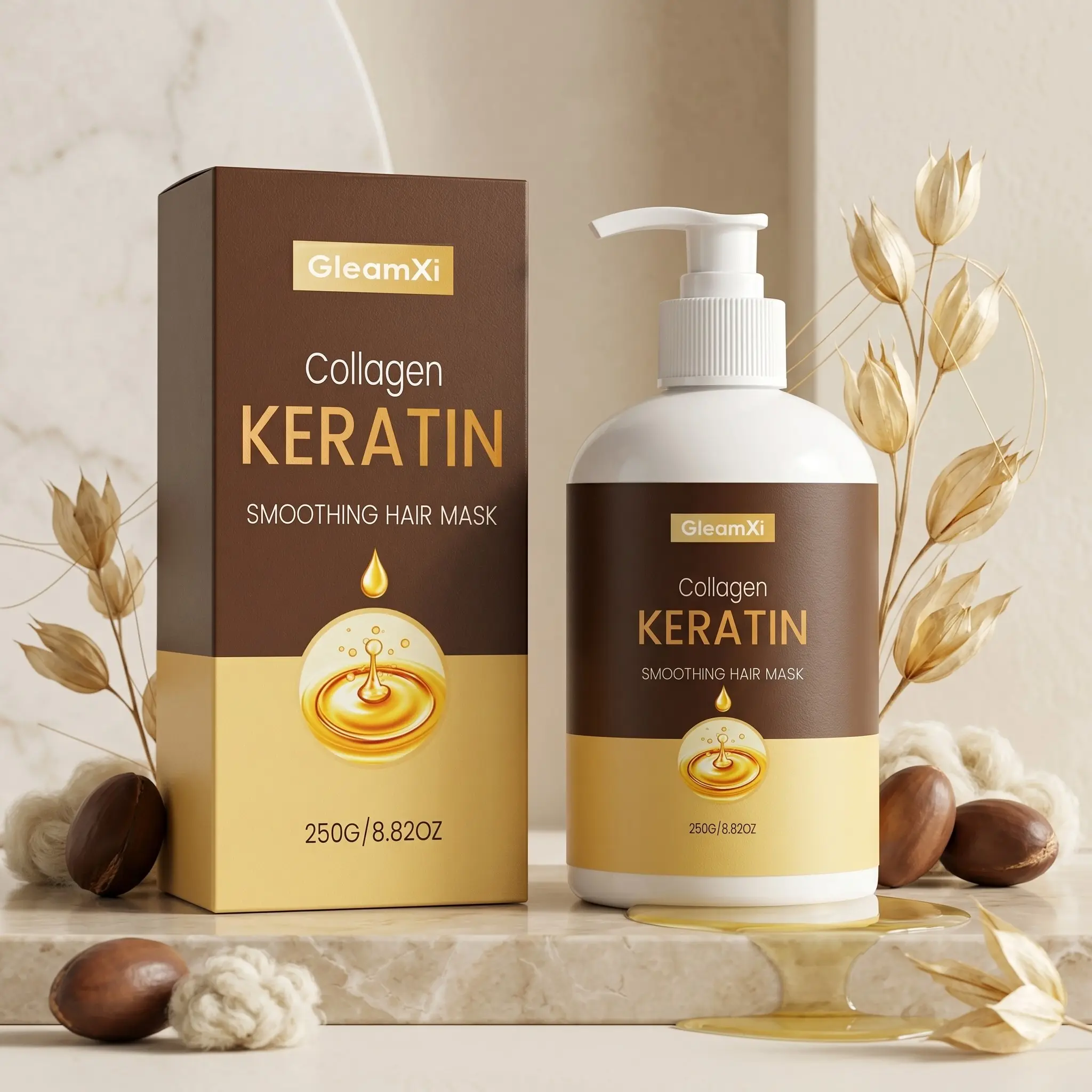 Large Bottle Smooth Protective Collagen Keratin Hair Treatment Mask (250g), Deep Nourishment, Smoother Hair Strands, Nutrient Boost, Maintains Good Texture, Hair Care Essential