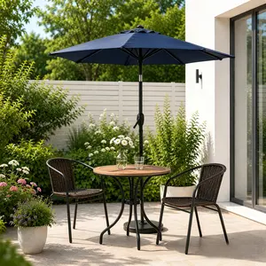 7.5 FT Patio Umbrella, Outdoor Market Umbrella with Push Button Tilt & Crank Handle, Sun Shade Umbrella for Garden, Pool, Deck & Backyard, Umbrella Base Not Included