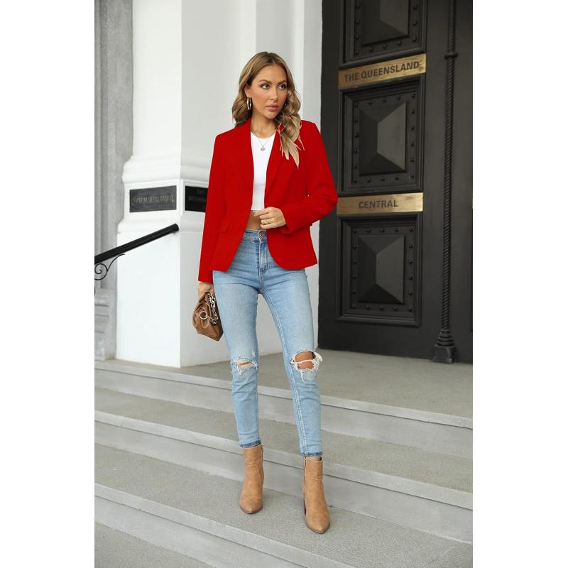 Womens Casual Blazers Long Sleeve Lapel Button Slim Work Office Blazer Jacket