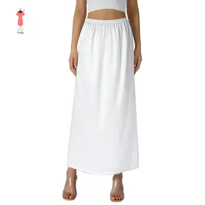 Women Half Slip Underskirt, Solid Color Elastic Waist Inner Lining for Midi Skirt, Long Underskirt for Ladies, S/M/L/XL/XXL